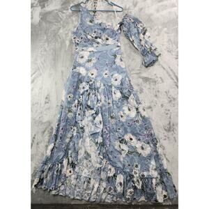 NEW We Are Kindred Tabitha Asymmetric Maxi Dress US 4 One Shoulder Ruffle Hem